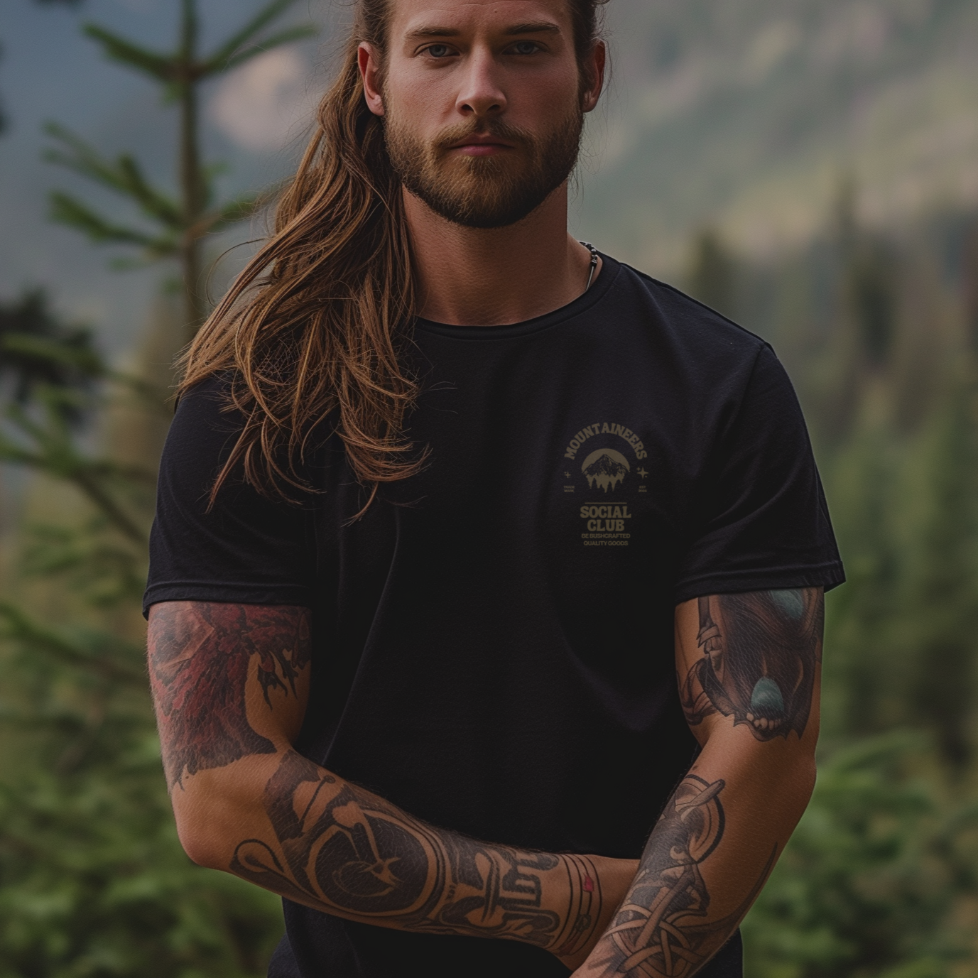 Men's Mountaineers Social Club 100% Cotton Tee by Be Bushcrafted Quality Goods