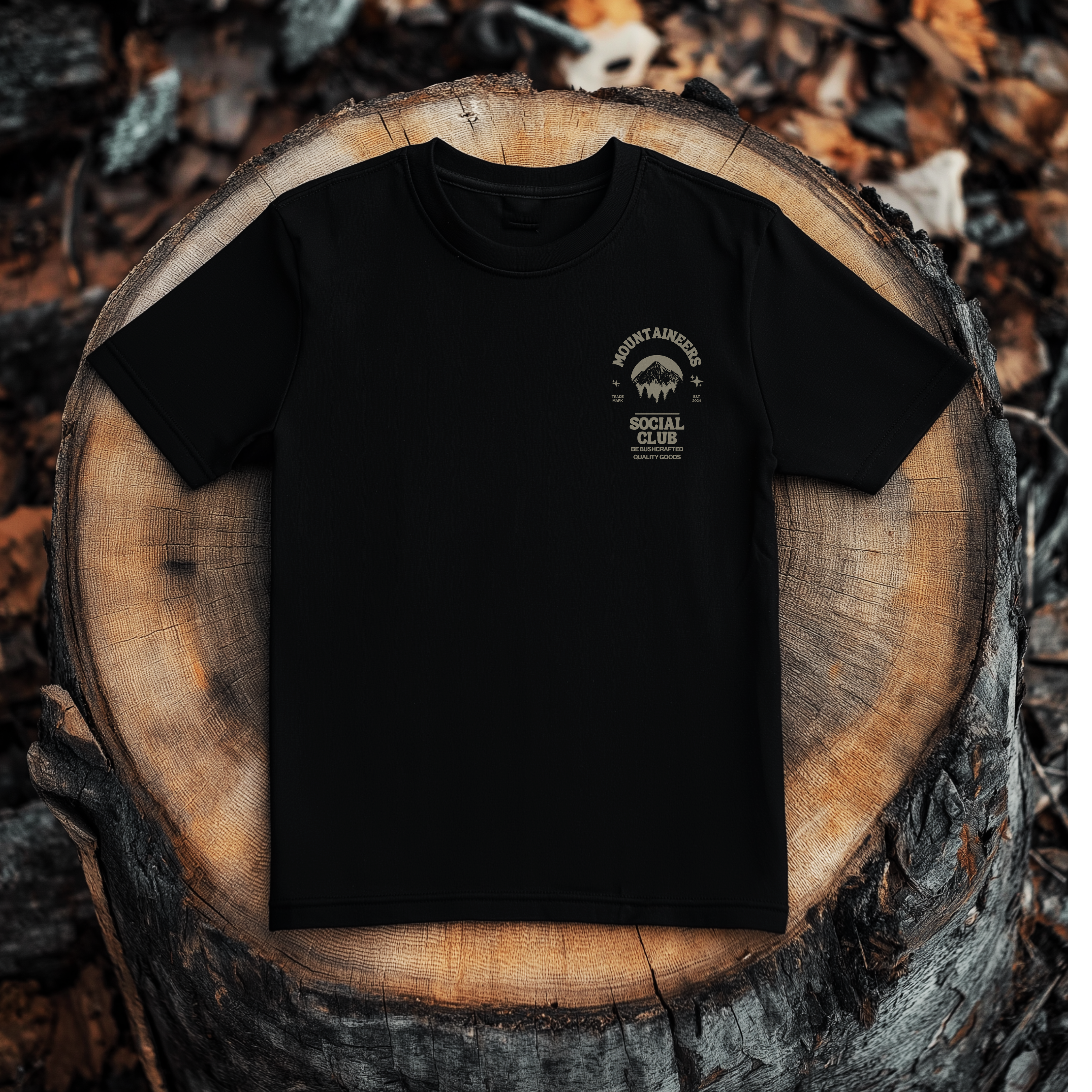 Mountaineers Social Club Flat Lay Womens 100% Cotton T-Shirt